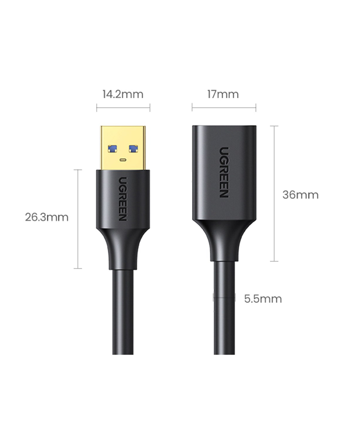 UGREEN USB 3.0 Uzatma Kablosu 2 Metre, Siyah, 10373