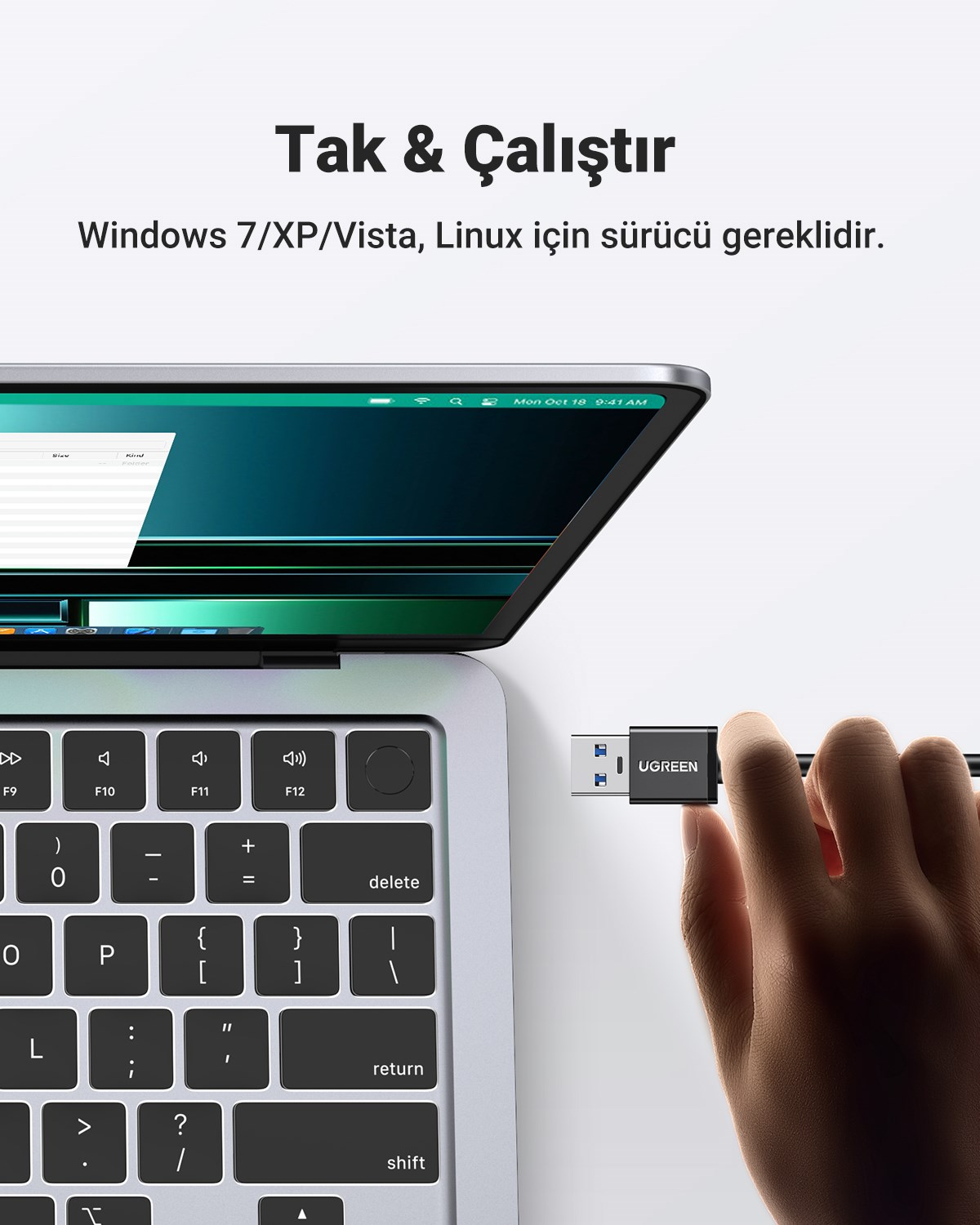 UGREEN USB 3.0 Gigabit Ethernet RJ45 Dönüştürücü 3 Port Hub USB Çoklayıcı, 20265