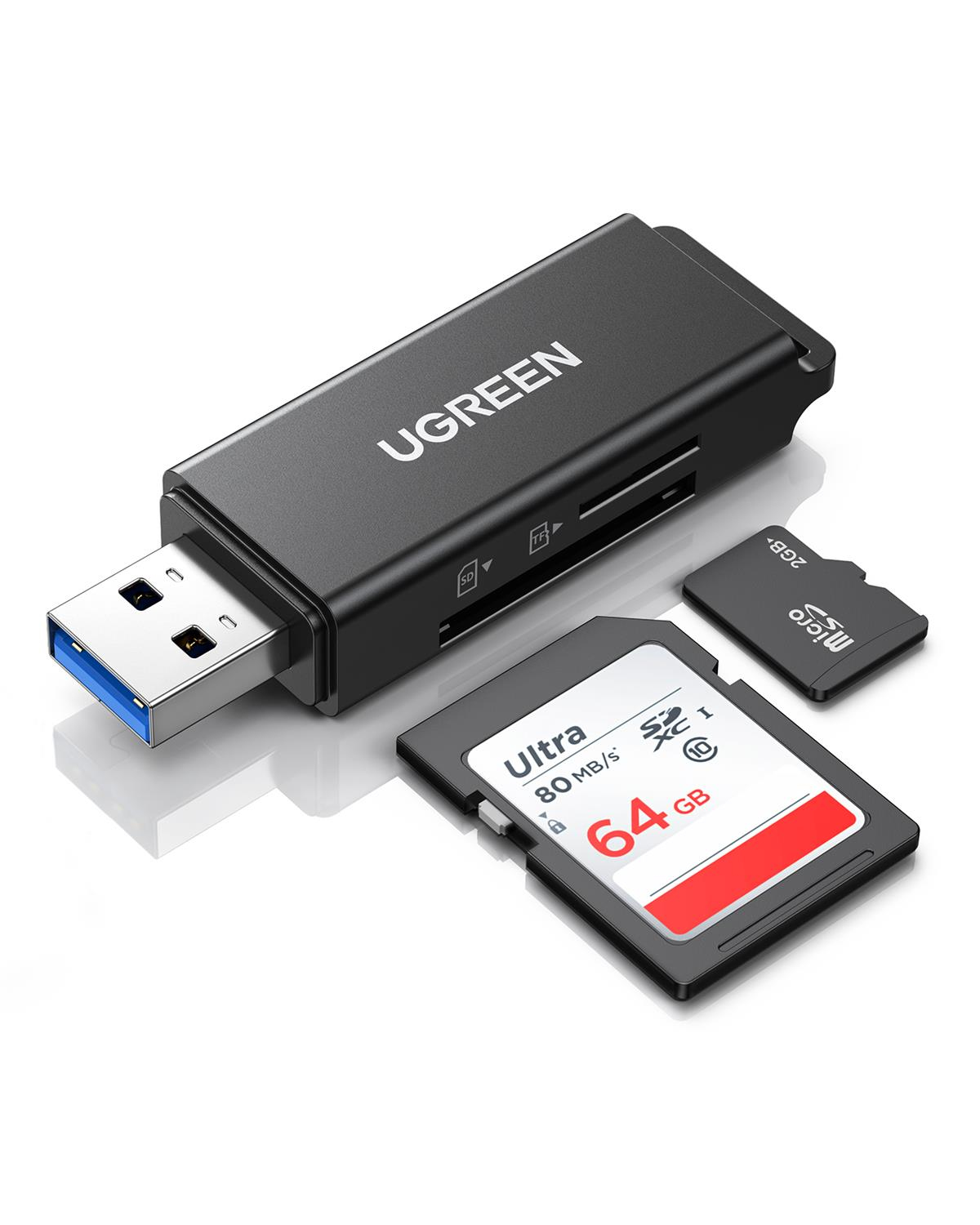 Ugreen USB 3.0 SD ve Micro SD Kart Okuyucu, Siyah
