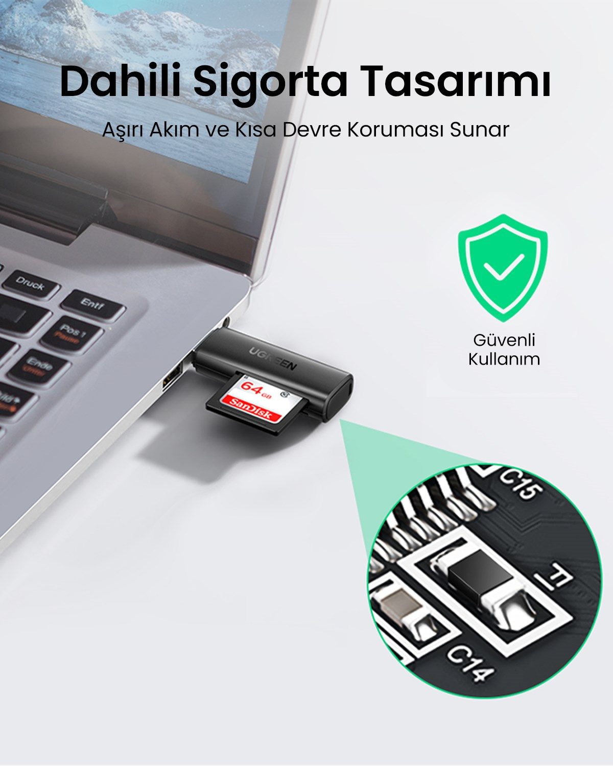 UGREEN USB-A 3.0 to SD, TF Kart Okuyucu, 60722
