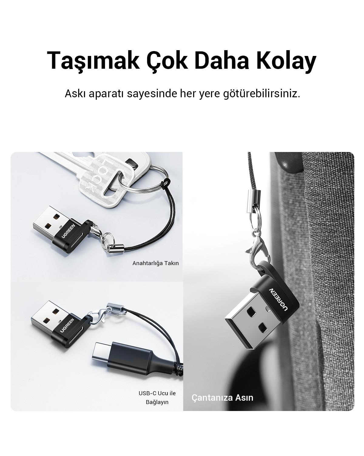 Ugreen USB-A Erkek to USB Type-C Dişi Çevirici Dön