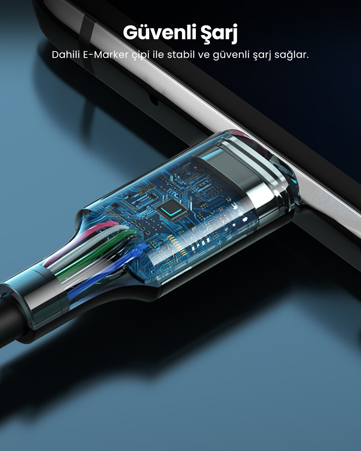 UGREEN USB-C 100W 5A QC PD Hızlı Şarj Kablosu, 2 Metre, Siyah, 80372