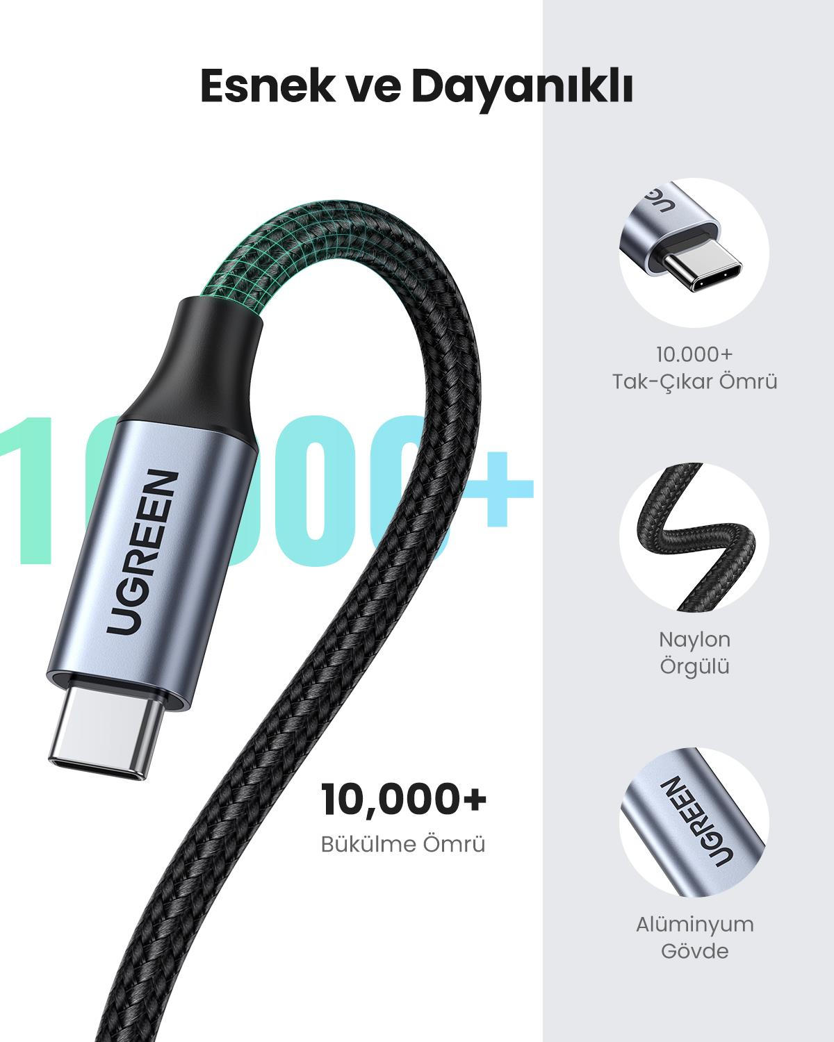 Ugreen USB C 3.1 Gen2 100W Thunderbolt 3 Alüminyum