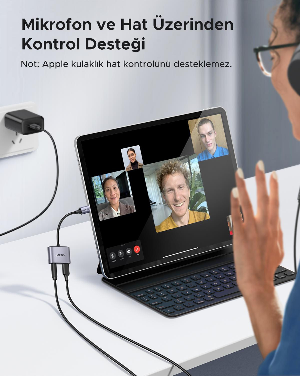 UGREEN USB-C 3.5mm Kulaklık Jakı Ses Adaptörü ve Ş