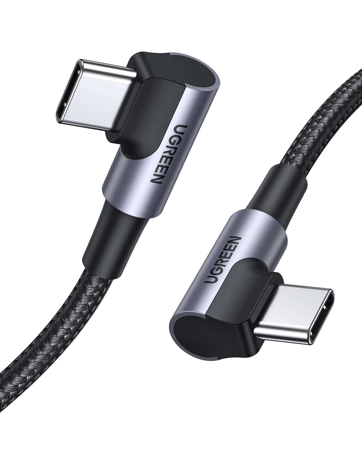 UGREEN USB-C 60W 90 Derece Kablo, 1.5M, Siyah