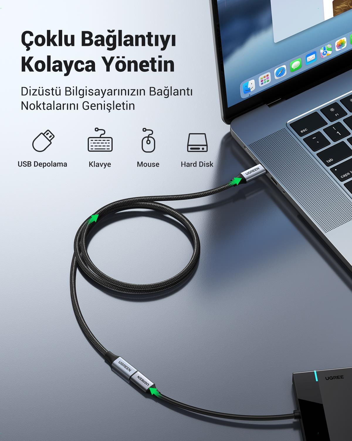 UGREEN USB-C Male to USB-C Female Gen2 Alu Case Br