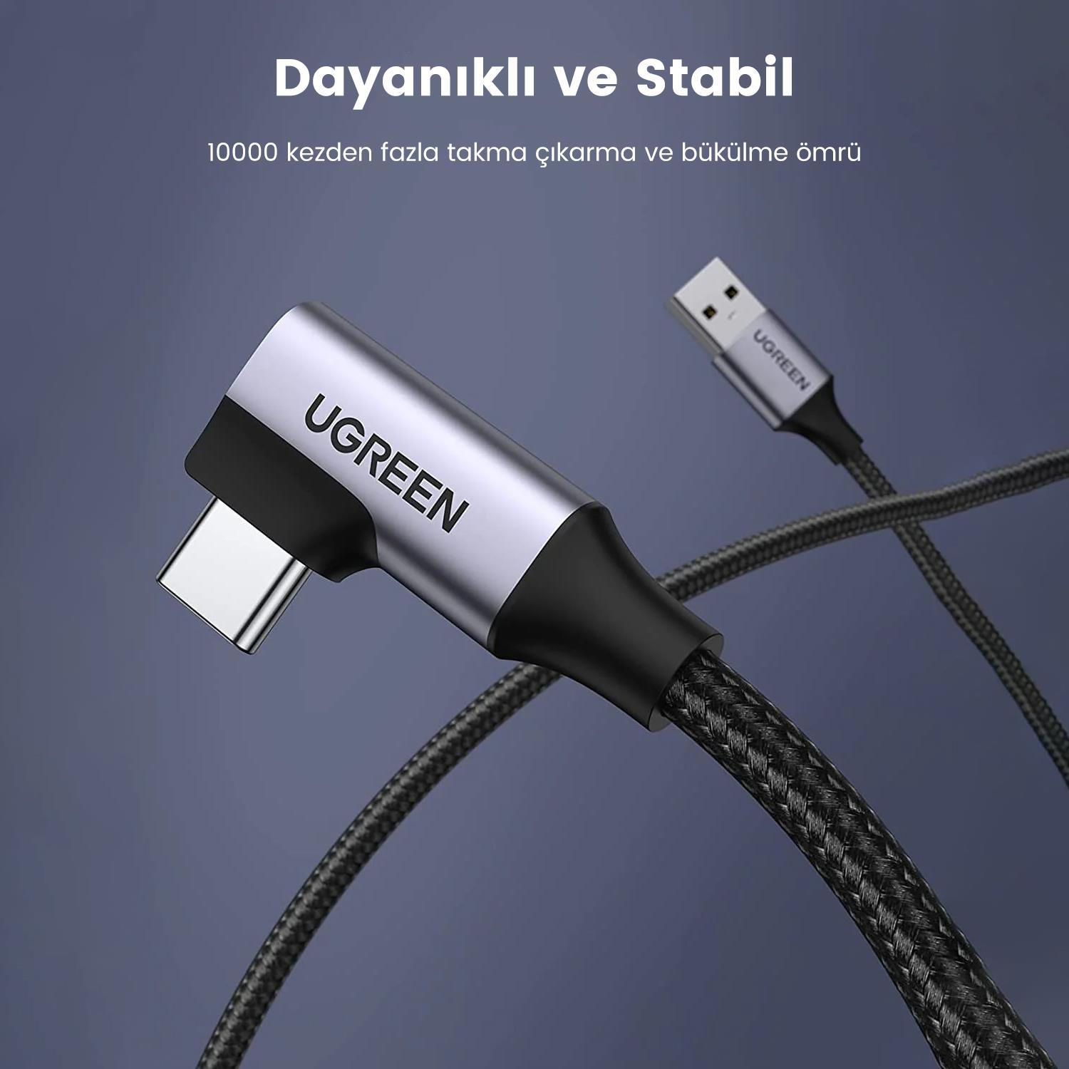 UGREEN USB-C to USB-A 3A QC 90 Derece USB 3.0 Hızl