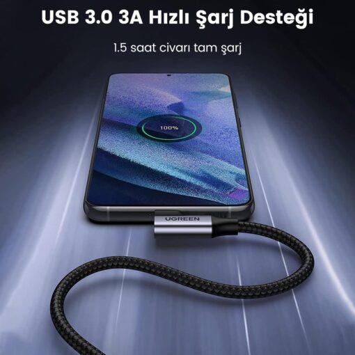 UGREEN USB-C to USB-A 3A QC 90 Derece USB 3.0 Hızl