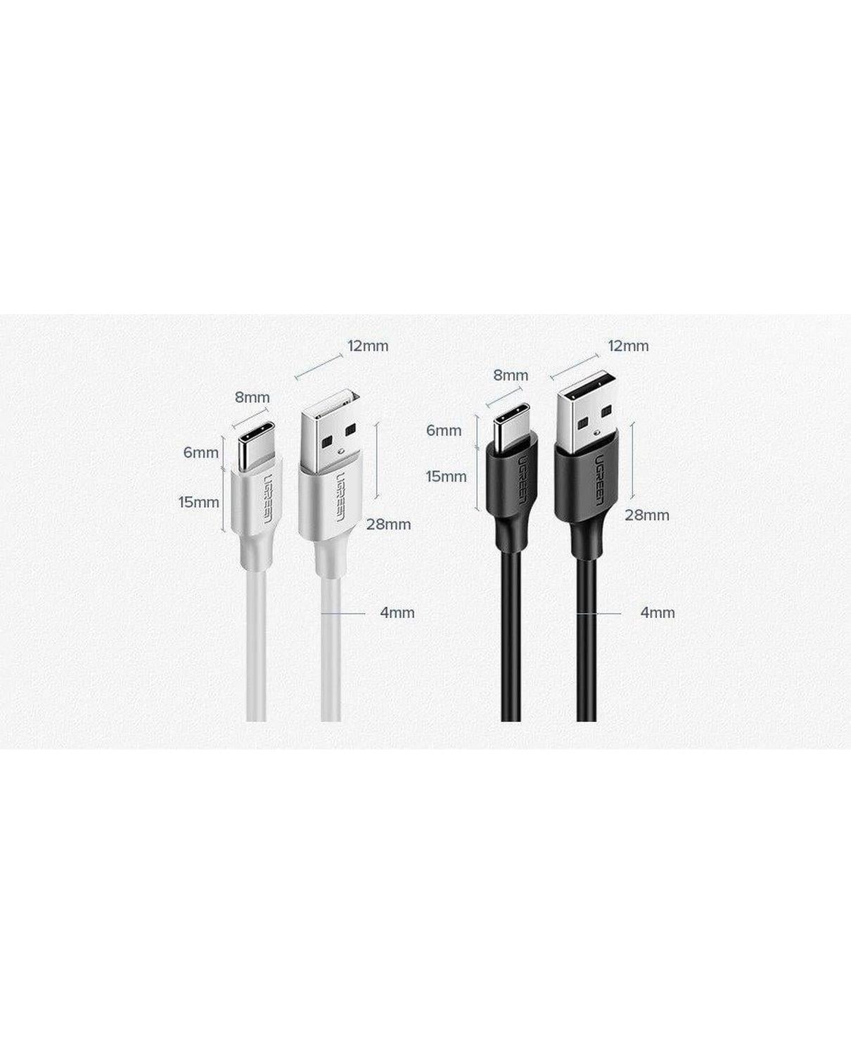 UGREEN USB-C to USB-A 3A QC Hızlı Şarj Kablosu, 2 Metre, Beyaz, 60123