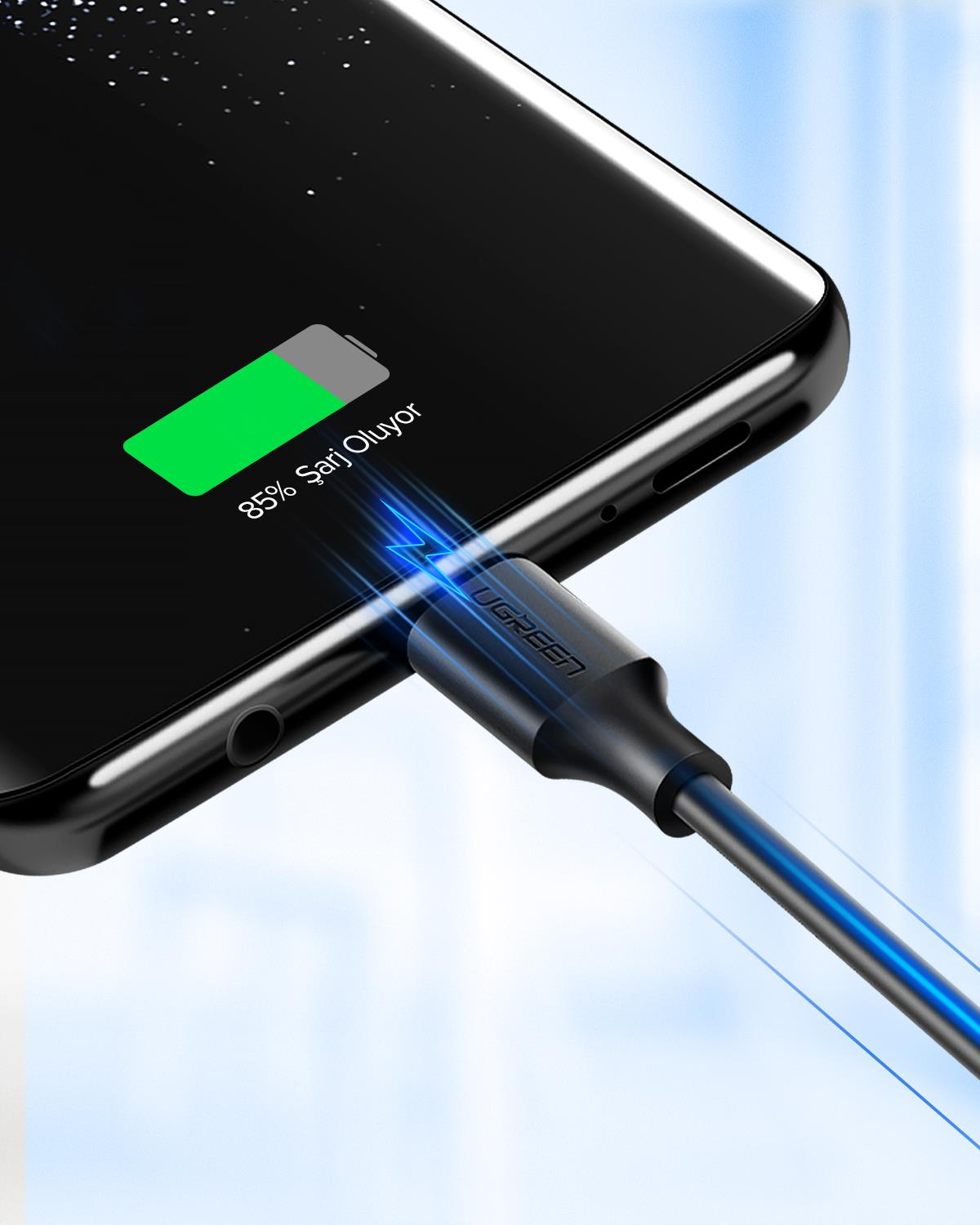 UGREEN USB-C to USB-A Şarj Kablosu, 2M, Siyah