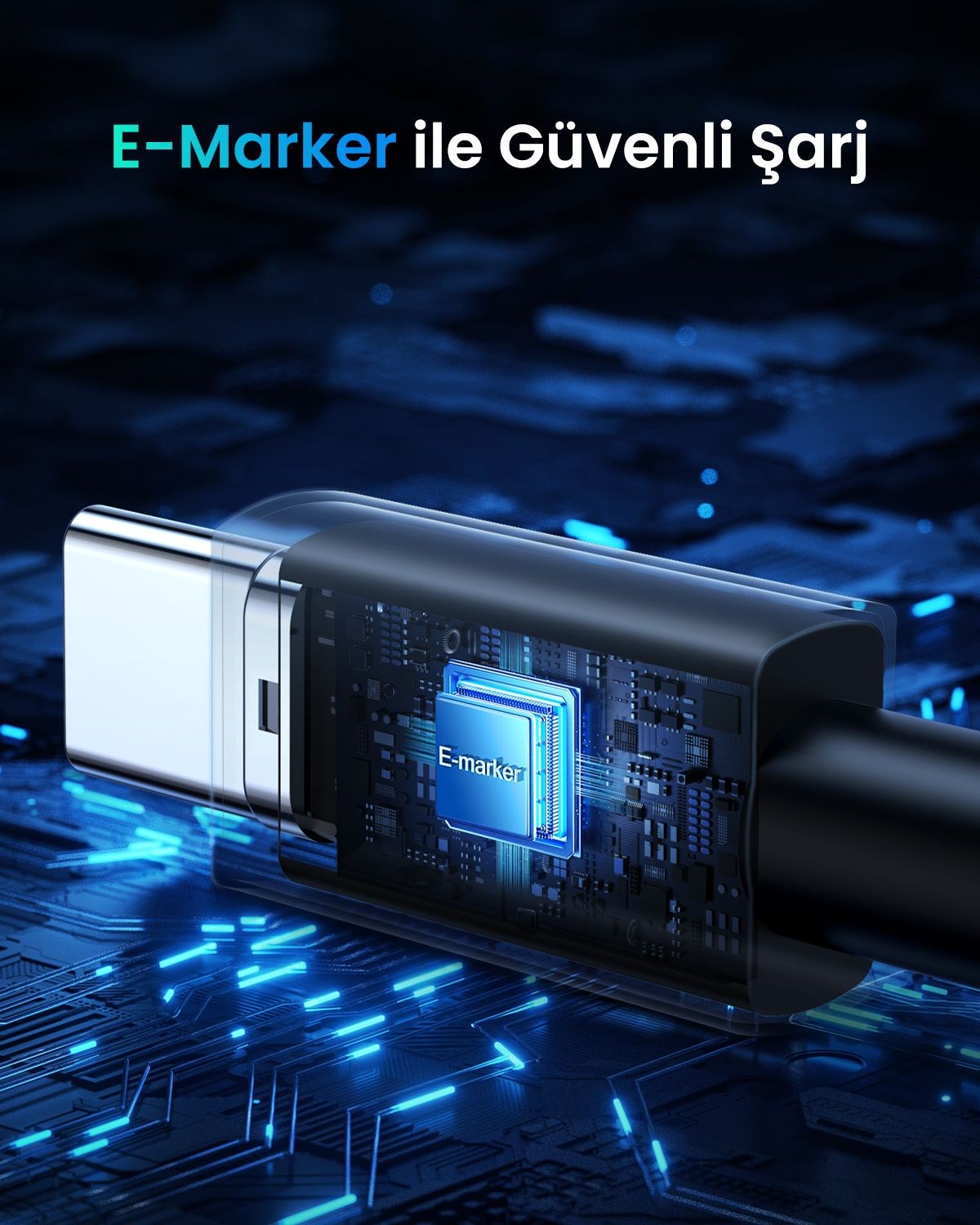 UGREEN USB-C to USB-C 240W PD Hızlı Şarj Kablosu, Uzay Grisi, 1m, 45067