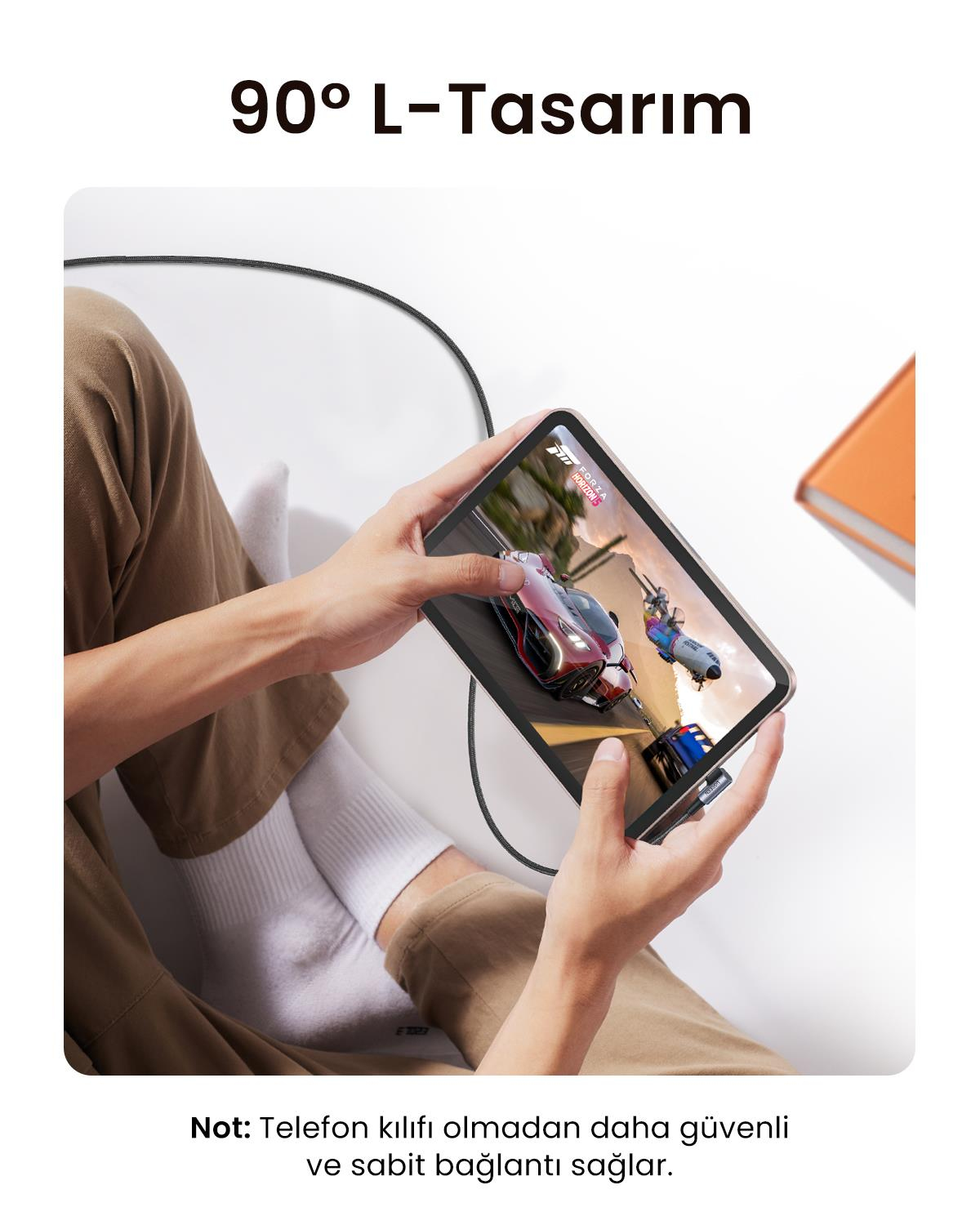 UGREEN USB-C to USB-C 90 Derece Şarj Kablosu, 2M