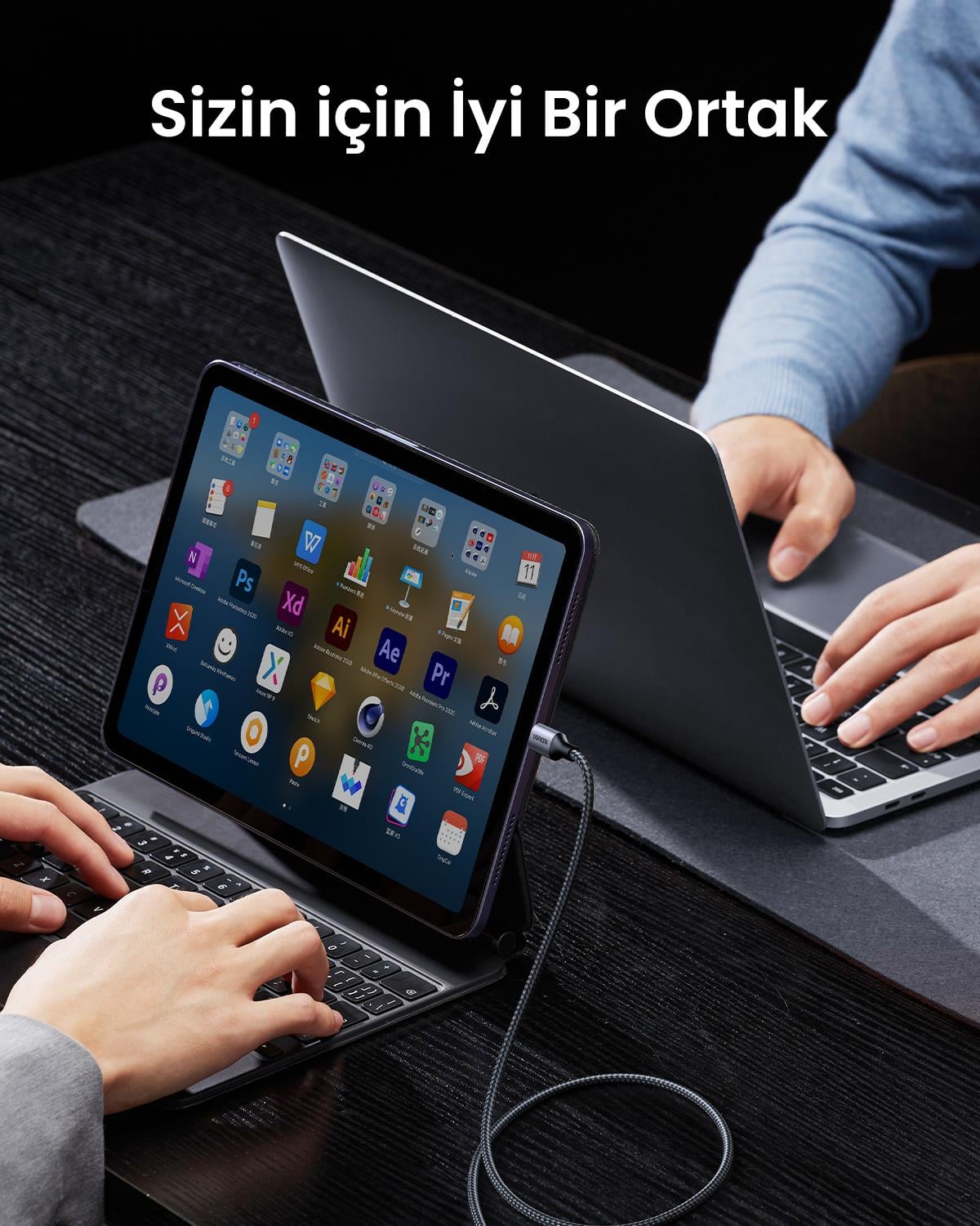 UGREEN USB-C to USB-C Şaj Kablosu, 2M, Siyah
