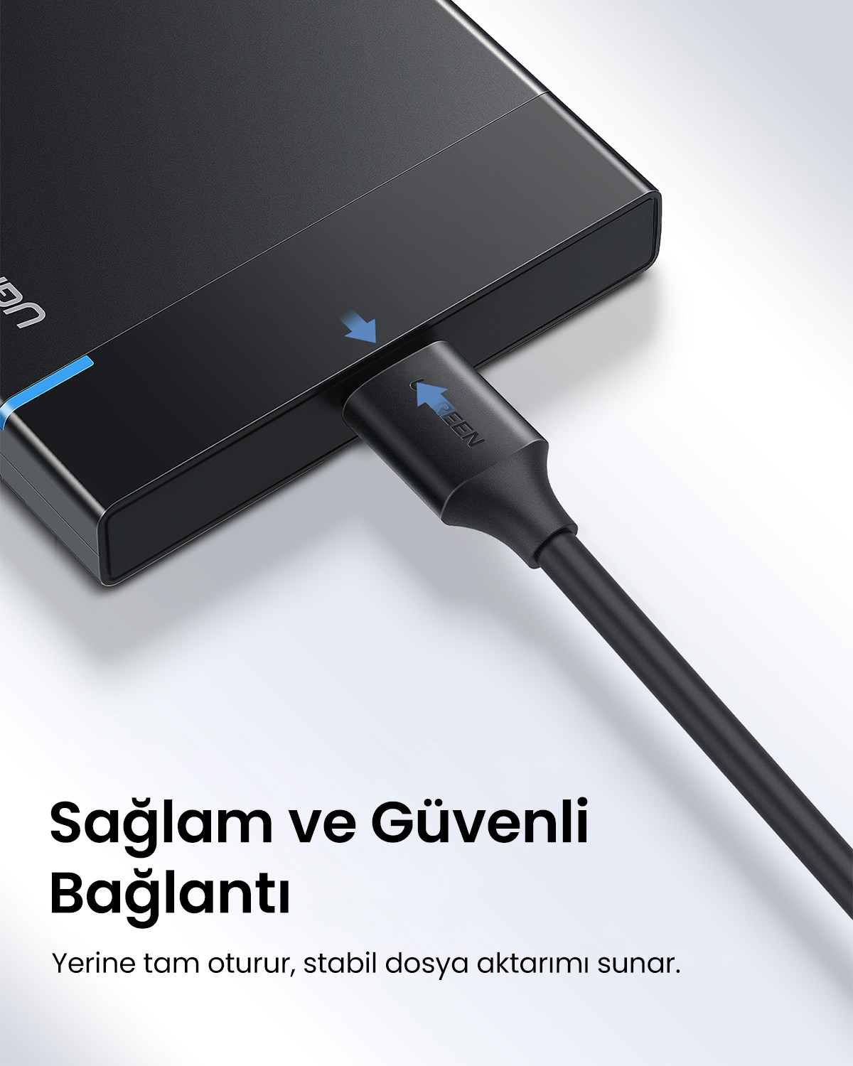 UGREEN USB-C to USB Micro B 1 Metre, Siyah, 20103