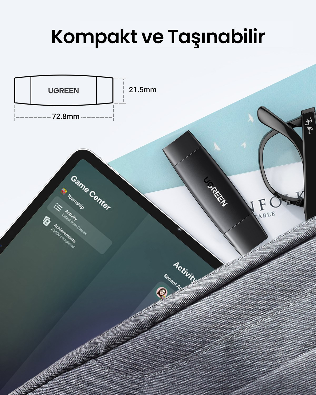 UGREEN USB-C ve USB-A 3.0 SD MicroSD Kart Okuyucu, 80191