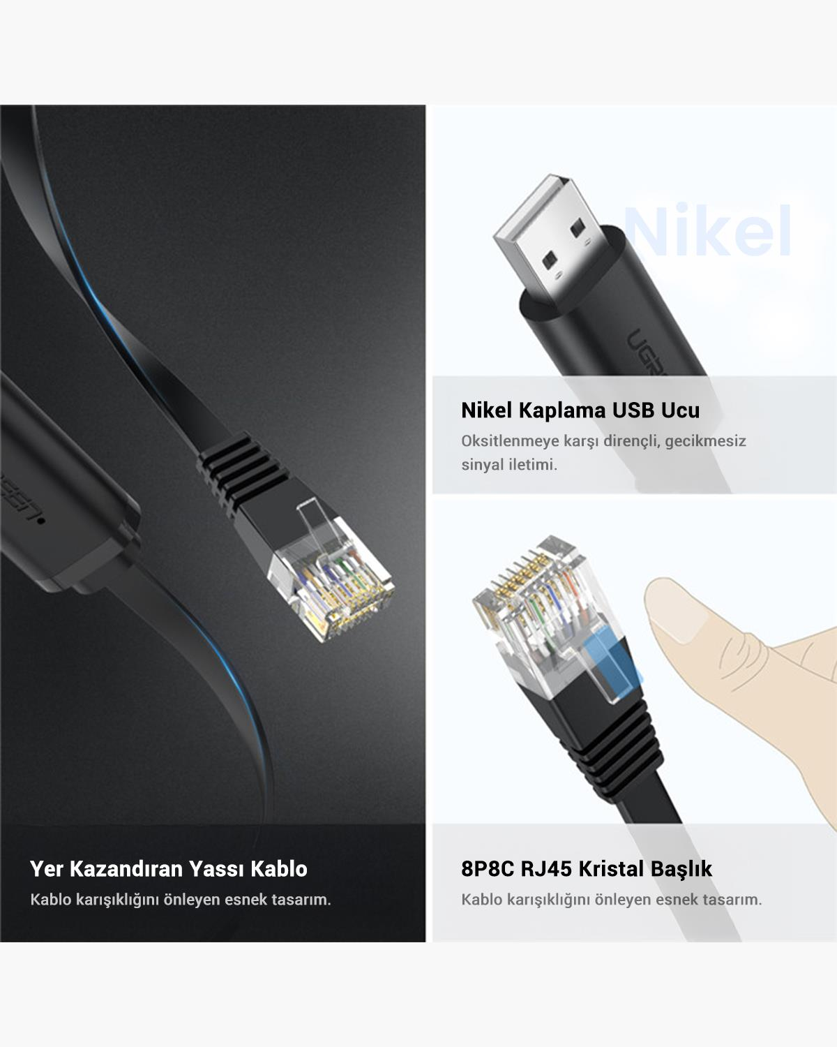 Ugreen USB Ethernet RJ45 Dönüştürücü Kablo 3 Metre