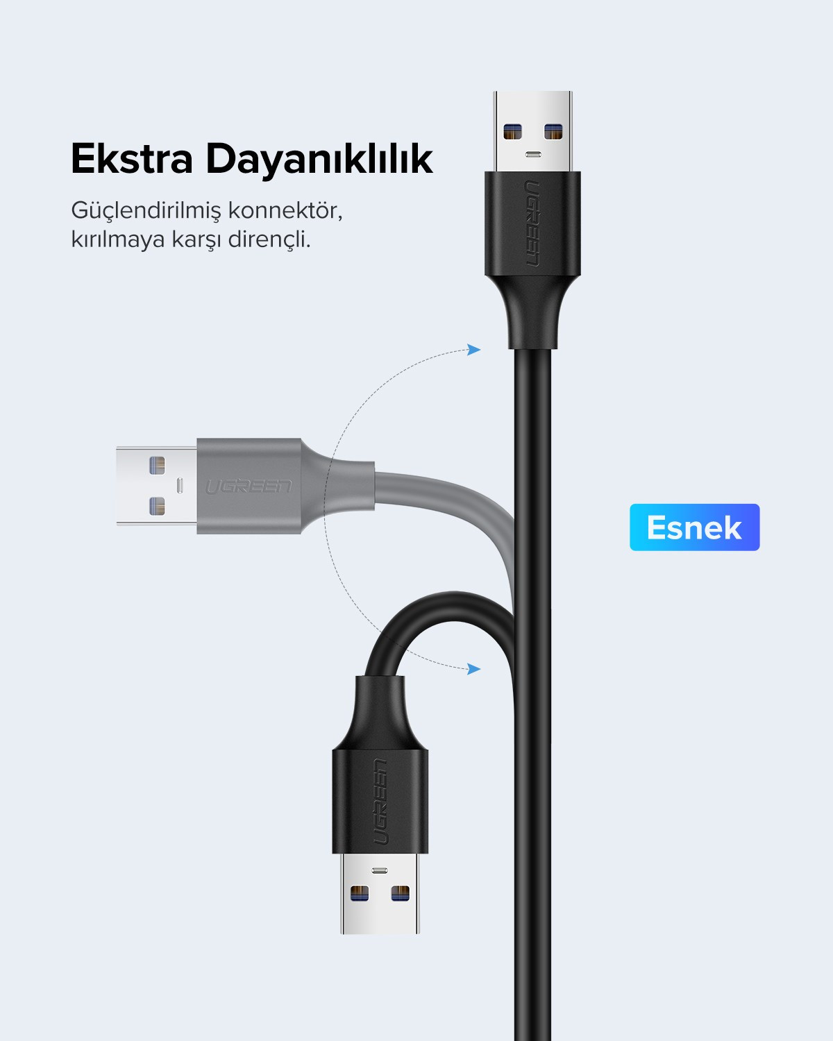 UGREEN USB Uzatma Kablosu 50 Cm, Siyah, 10313