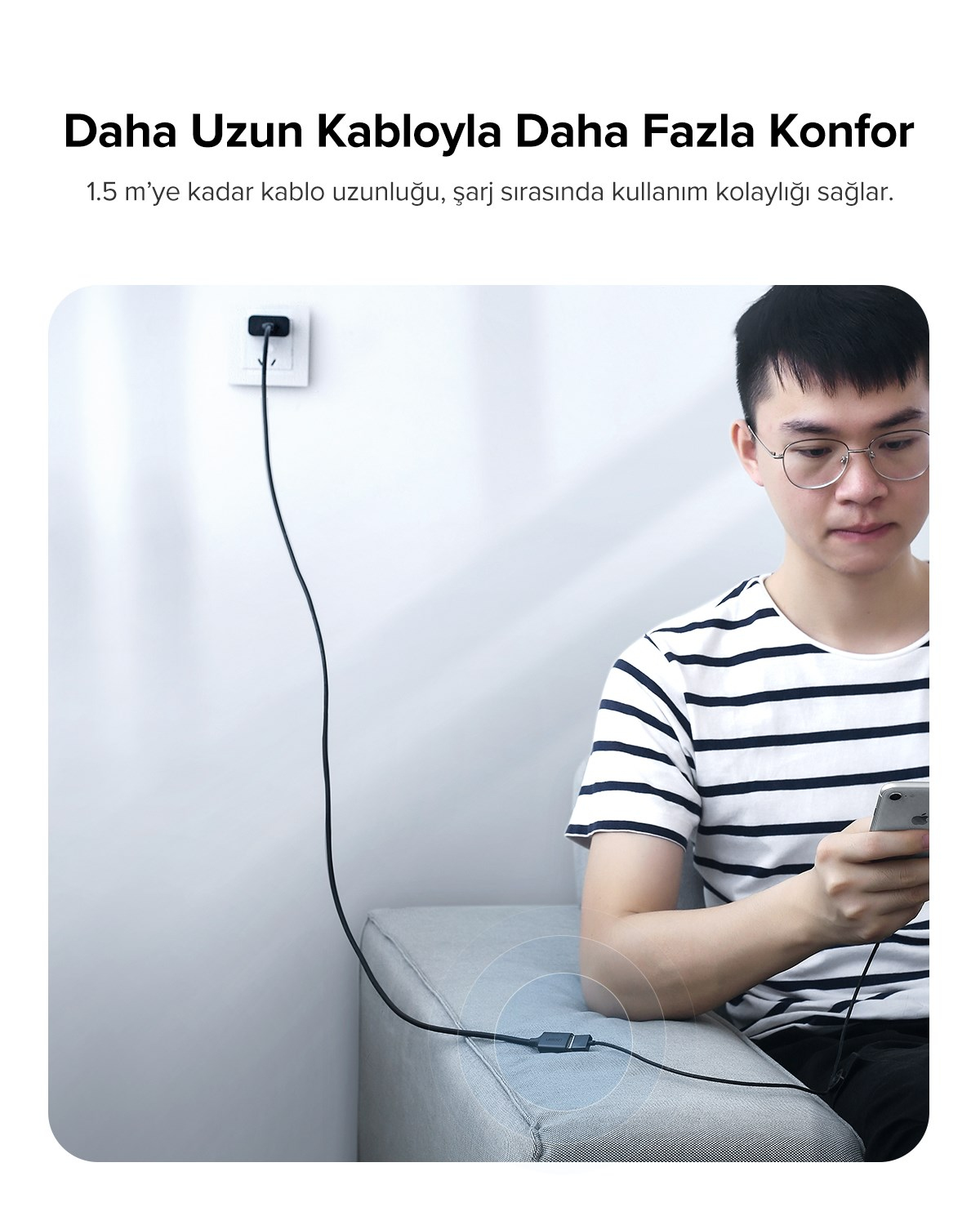 UGREEN USB Uzatma Kablosu 50 Cm, Siyah, 10313
