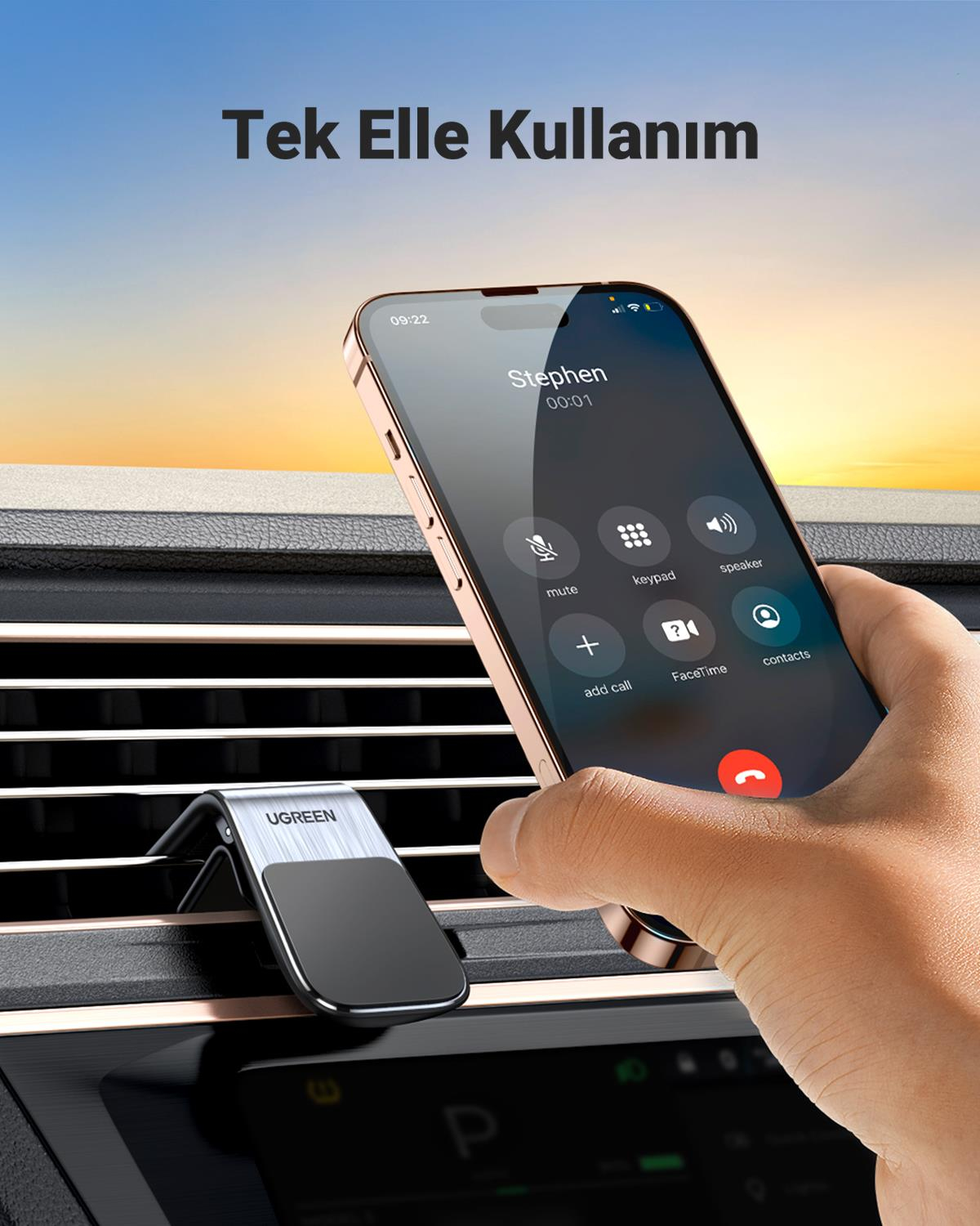 UGREEN Uzun Manyetik  Araç İçi Telefon Tutucu, Siy