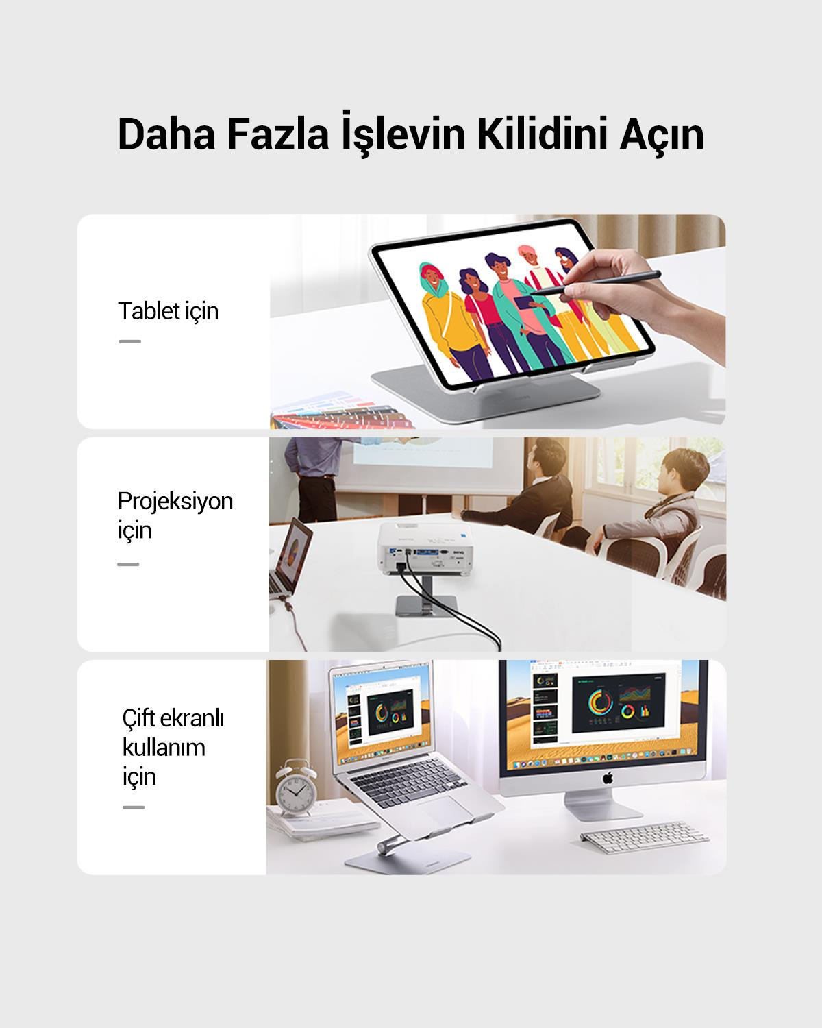 UGREEN Yükseklik ve Açı Ayarlı Alüminyum Stand