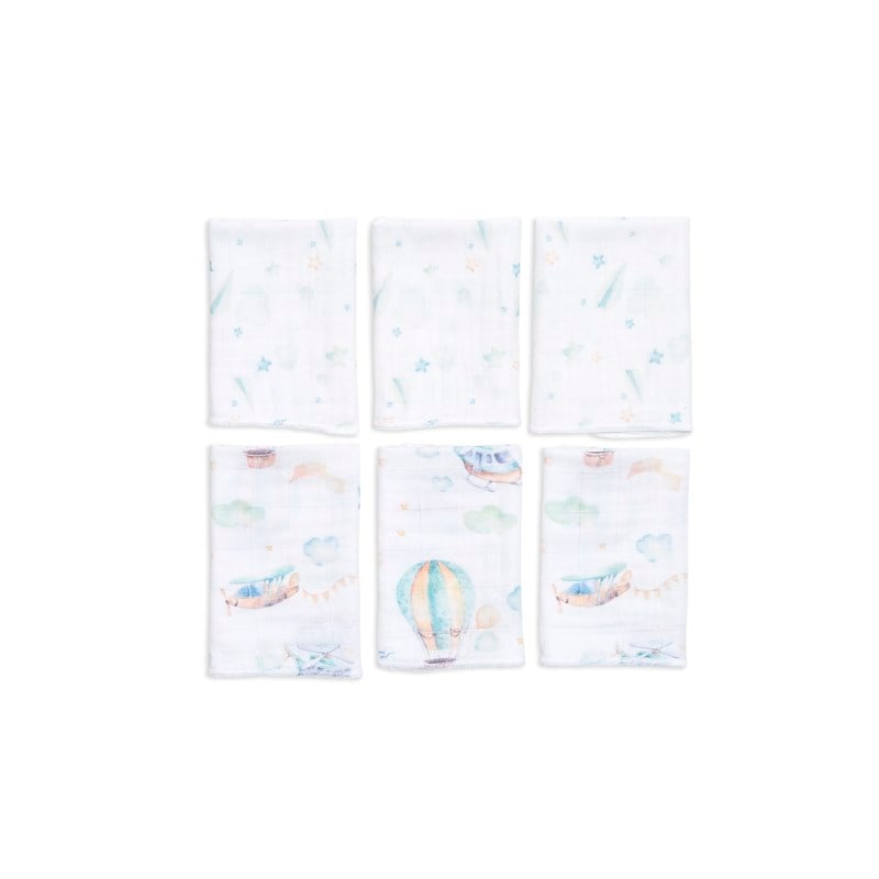 6'Lı Muslin Ağız Bezi - Sky - 30x30