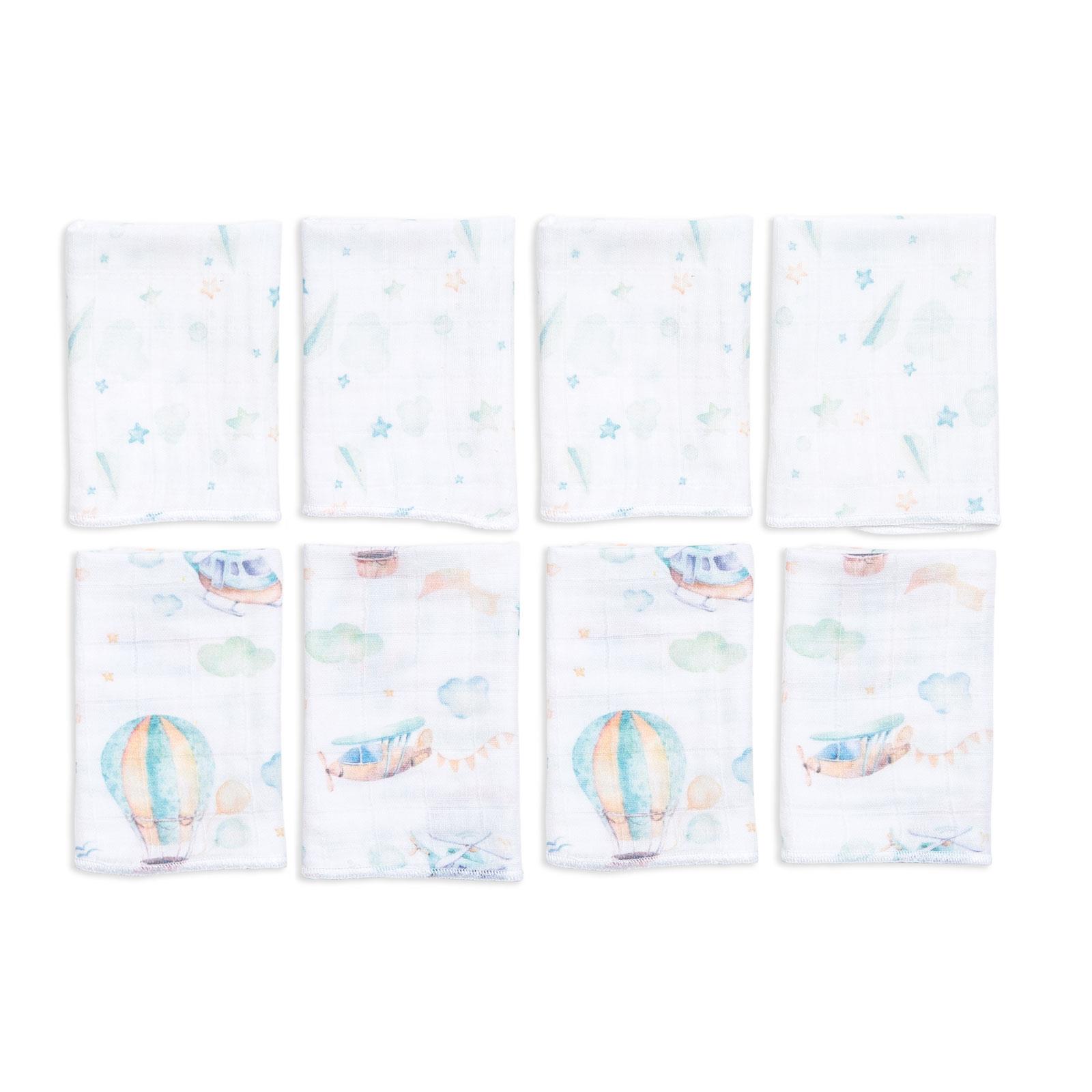 8'li Muslin Ağız Bezi - Sky - Mavi - 30 x 30 Cm