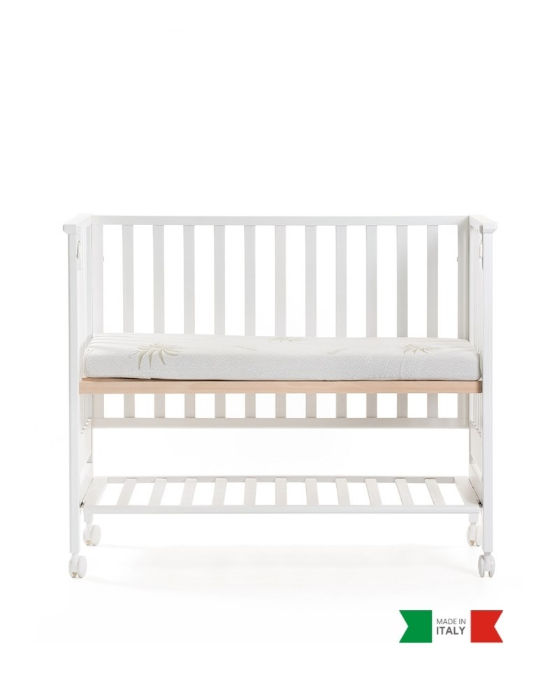 Ahşap Anne Yanı Bebek Beşiği İç Yataklı Contact Beyaz 62.5 x 117 cm