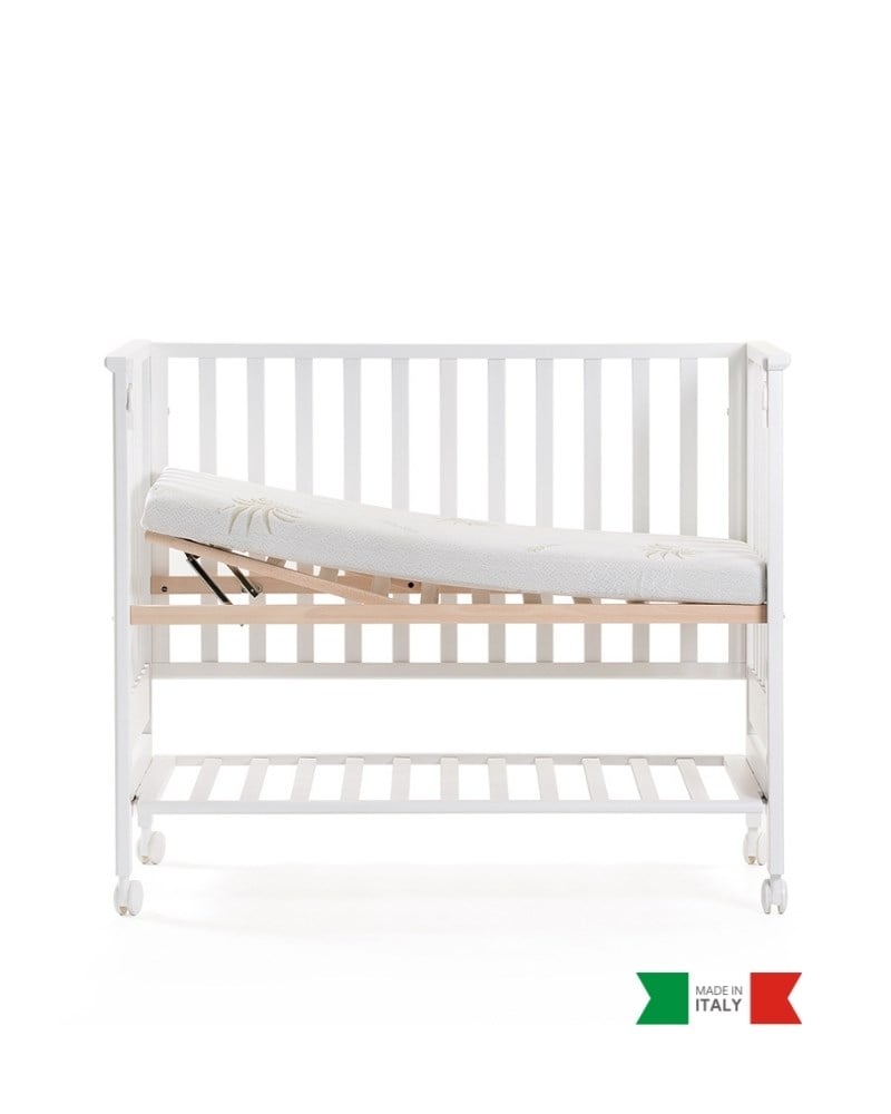 Ahşap Anne Yanı Bebek Beşiği İç Yataklı Contact Beyaz 62.5 x 117 cm