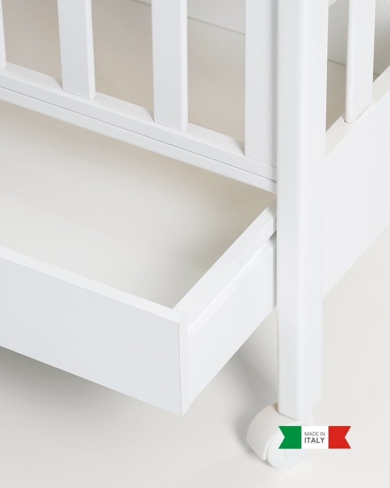 Ahşap Bebek Beşiği İç Yataklı Homi Beyaz 71 x 130 cm
