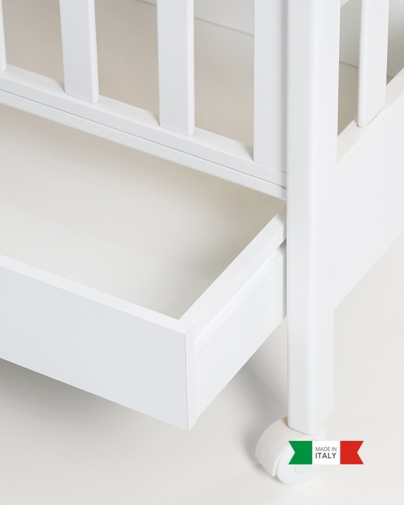 Ahşap Bebek Beşiği İç Yataklı Homi Beyaz 71 x 130 cm