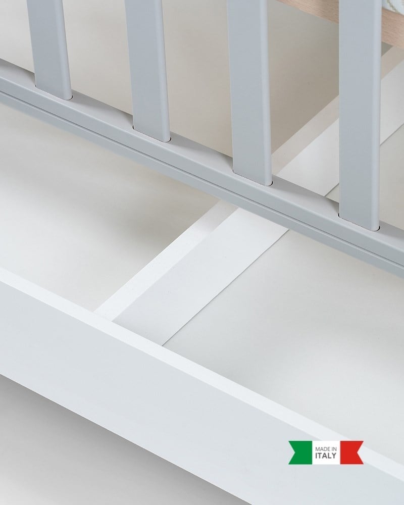 Ahşap Bebek Beşiği İç Yataklı Homi Gri 71 x 130 cm