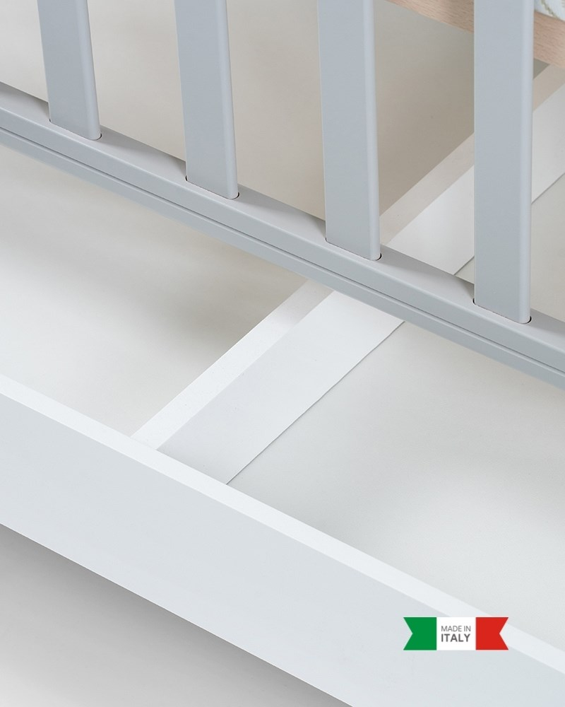 Ahşap Bebek Beşiği İç Yataklı Homi Gri 71 x 130 cm