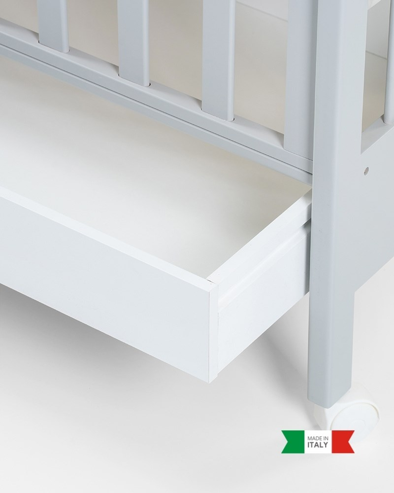 Ahşap Bebek Beşiği İç Yataklı Homi Gri 71 x 130 cm
