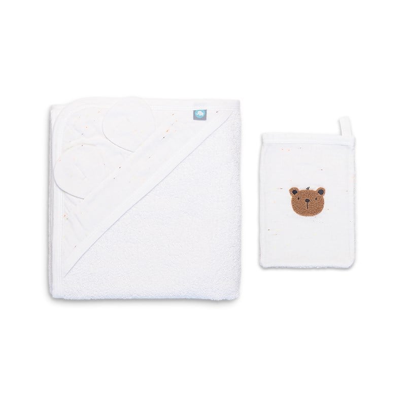 Bambu Muslin - Başlıklı Havlu - Teddy - Beyaz - 75 x 75 Cm
