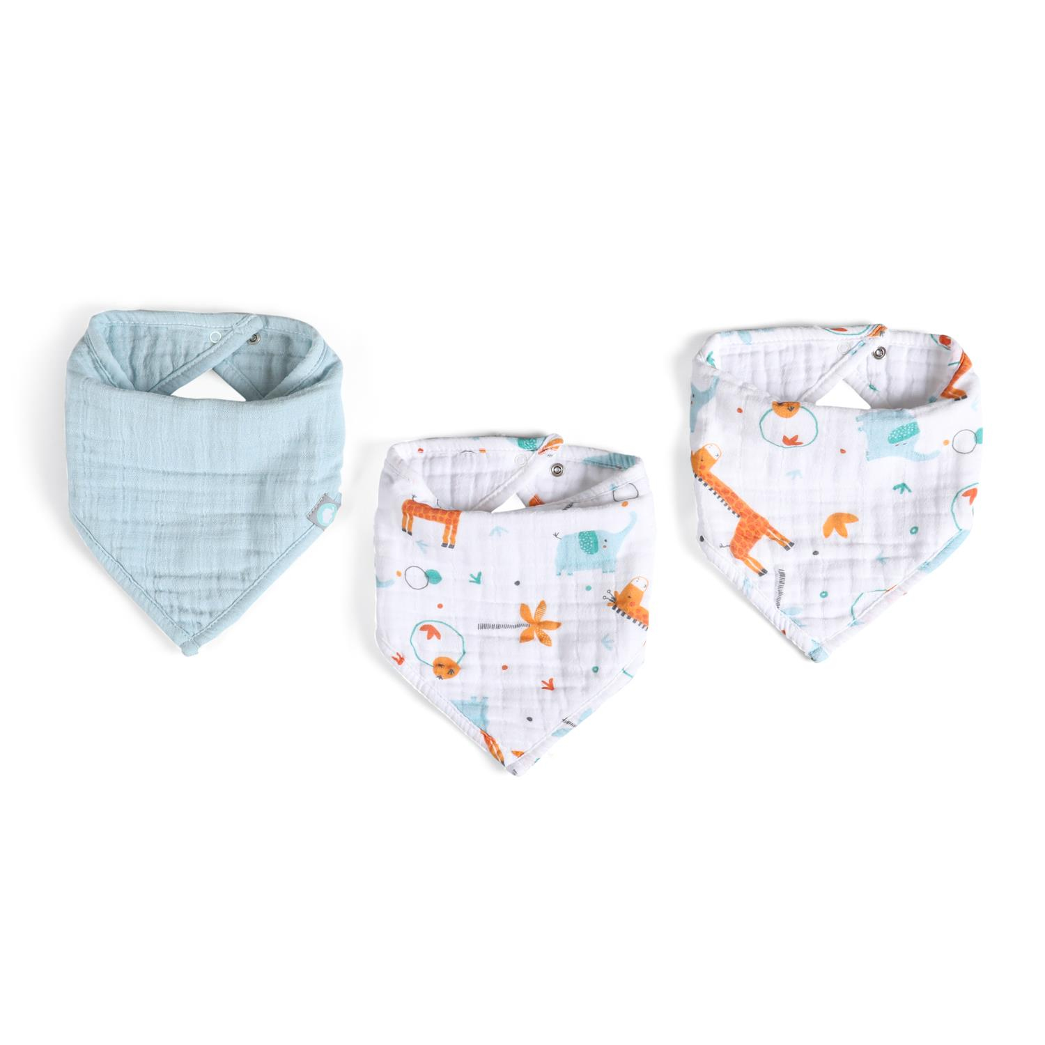 Bandana Seti / 3 parça - Giraffe - Mavi - 0-1 Yaş