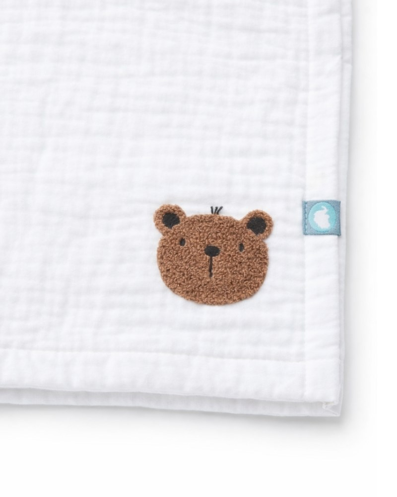 Bebek Altaçma Seti Müslin Teddy Beyaz 40 x 70 cm