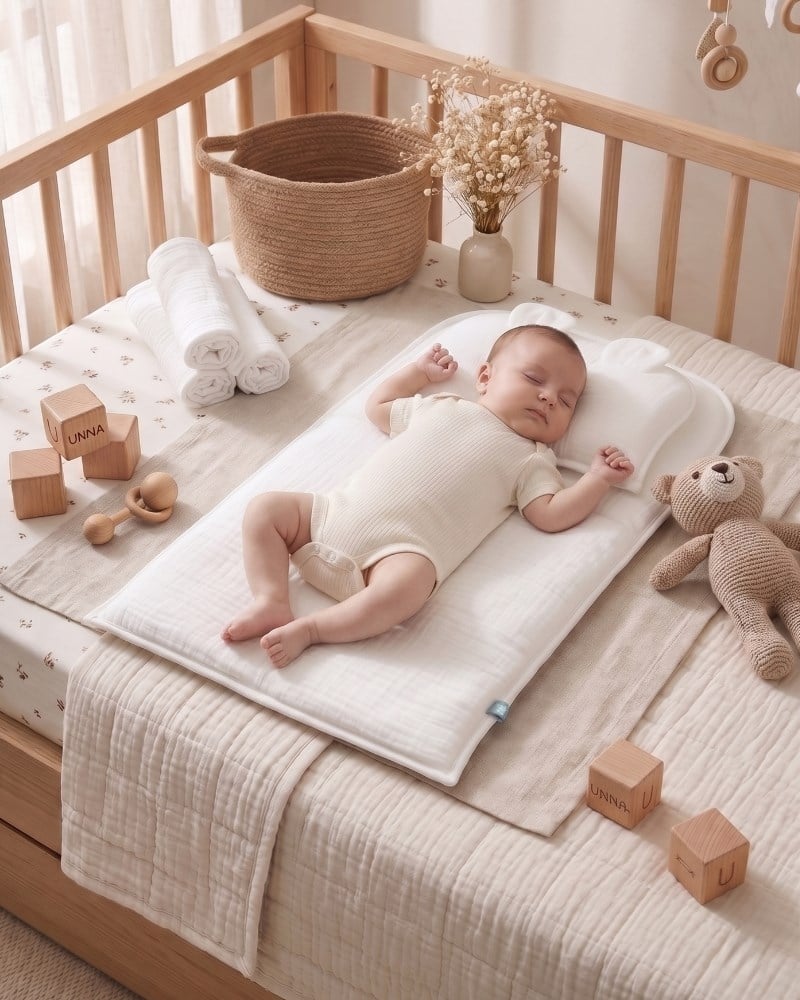 Bebek Altaçma Seti Müslin Teddy Beyaz 40 x 70 cm