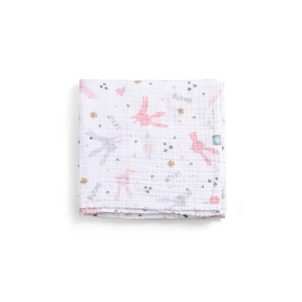 Bebek Battaniyesi Müslin Rabbit Pembe 120 x 120 cm