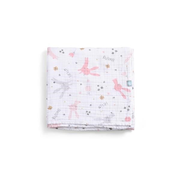 Bebek Battaniyesi Müslin Rabbit Pembe 120 x 120 cm