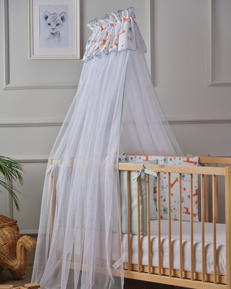 Bebek Cibinliği Tülü Paris Giraffe Mavi 6 mt.