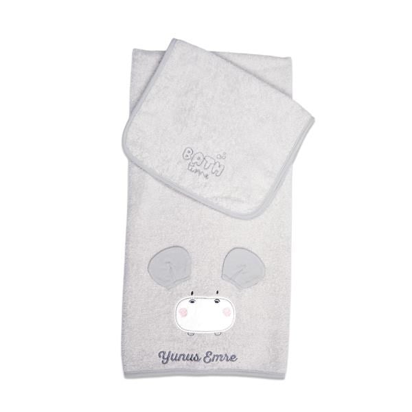 Bebek Havlu Seti 2'li Bath Time Gri 70 x 120 cm