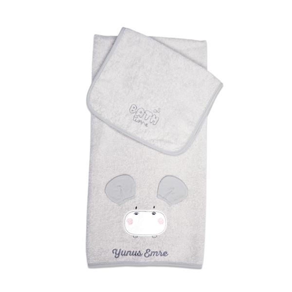 Bebek Havlu Seti 2'li Bath Time Gri 70 x 120 cm