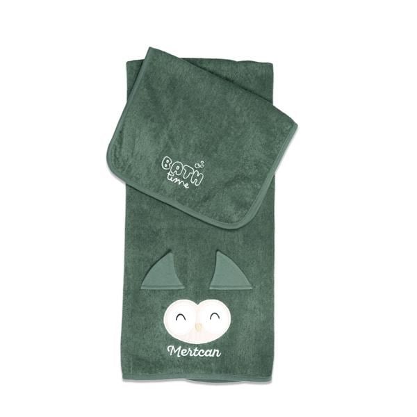 Bebek Havlu Seti 2'li Bath Time Yeşil 70 x 120 cm