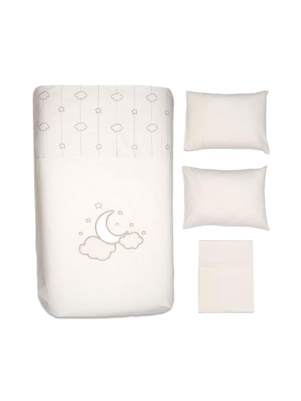 Bebek Nevresim Takımı 4'lü Luna Elegant Ekru 100 x 150 cm