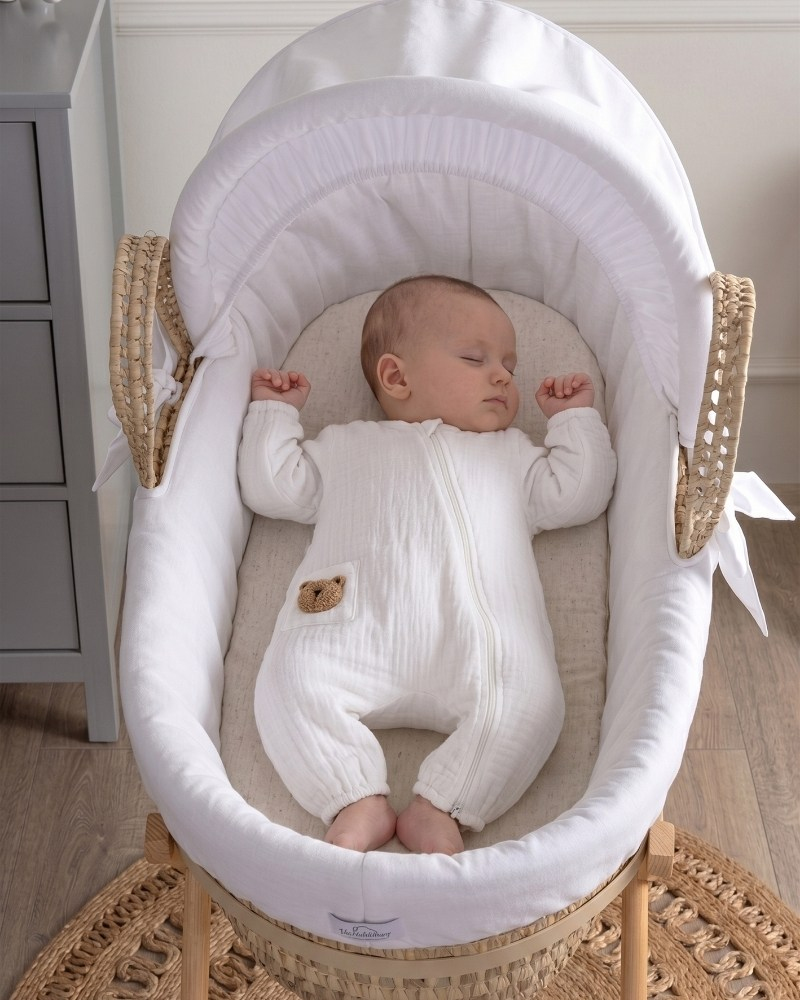 Bebek Tulum Seti Müslin 2'li Teddy Beyaz