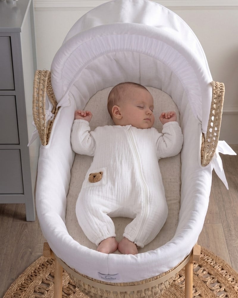 Bebek Tulum Seti Müslin 2'li Teddy Beyaz