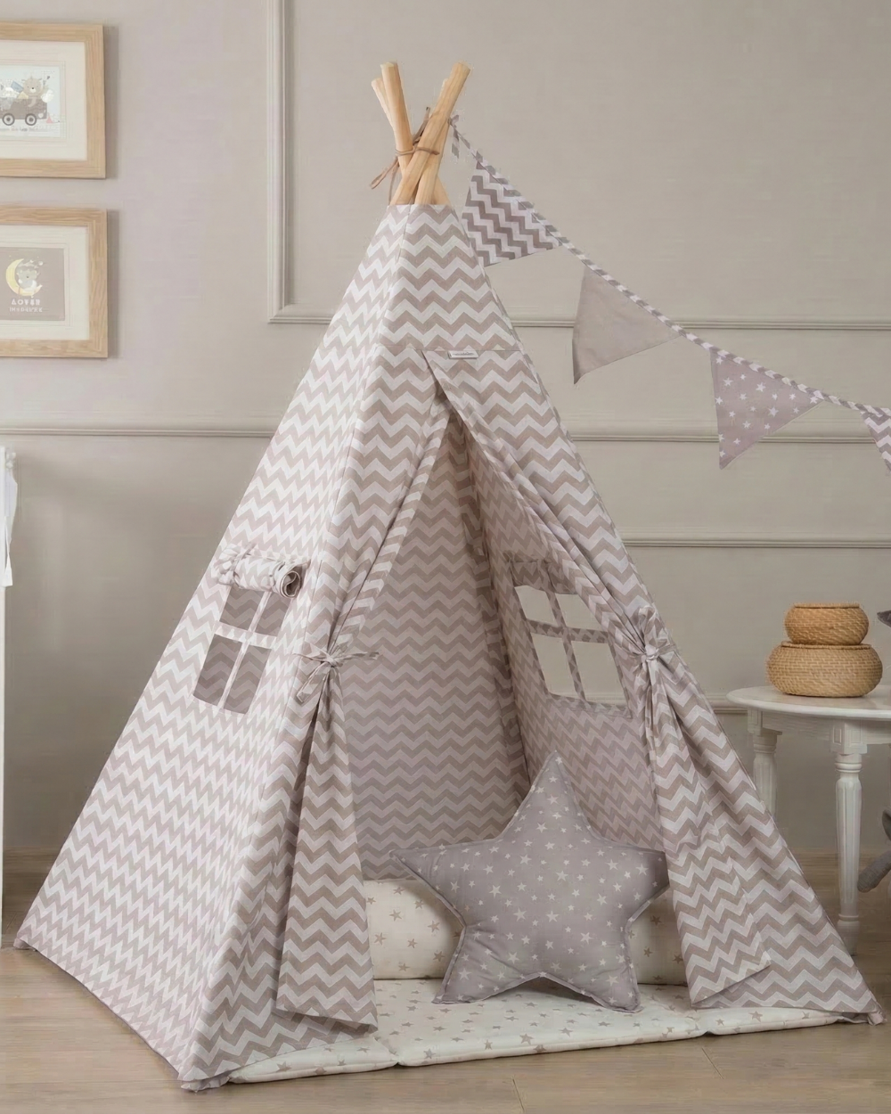 Bebek ve Çocuk Oyun Çadırı Taupe Kahve 100 x 150 cm