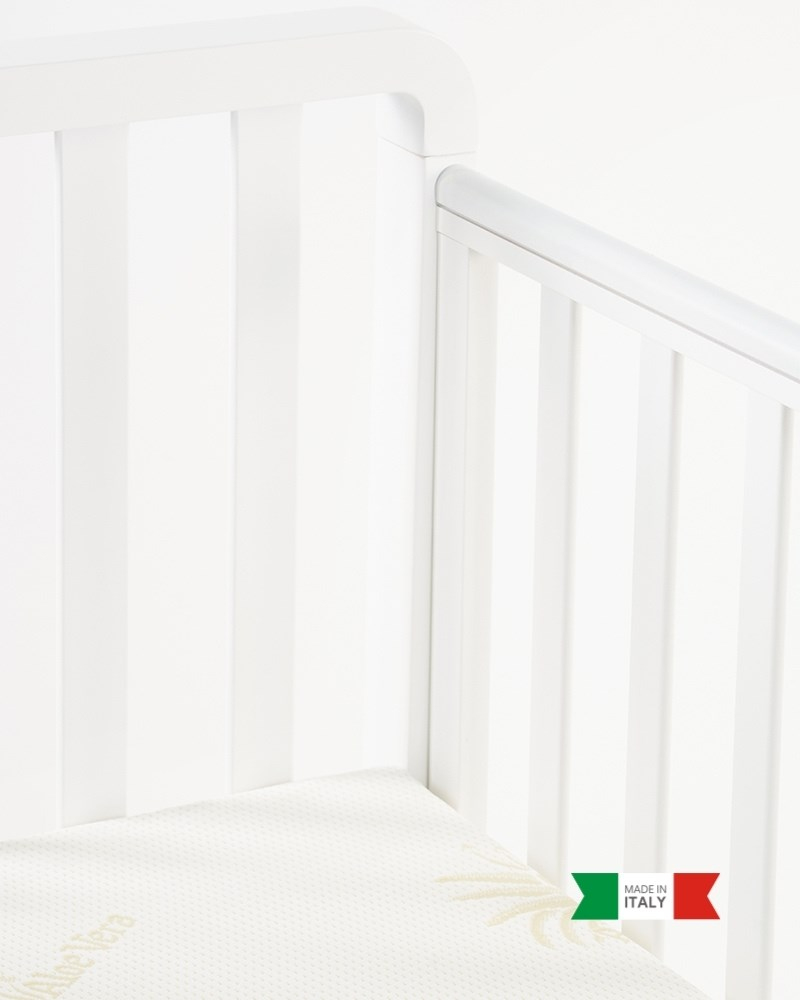 Büyüyen Ahşap Bebek Beşiği İç Yataklı Glam Beyaz 71 x 130 cm