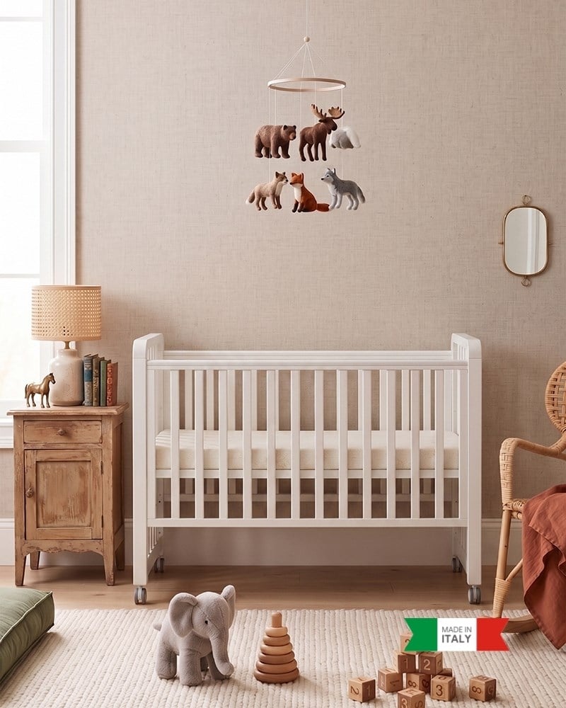 Büyüyen Ahşap Bebek Beşiği İç Yataklı Glam Beyaz 71 x 130 cm
