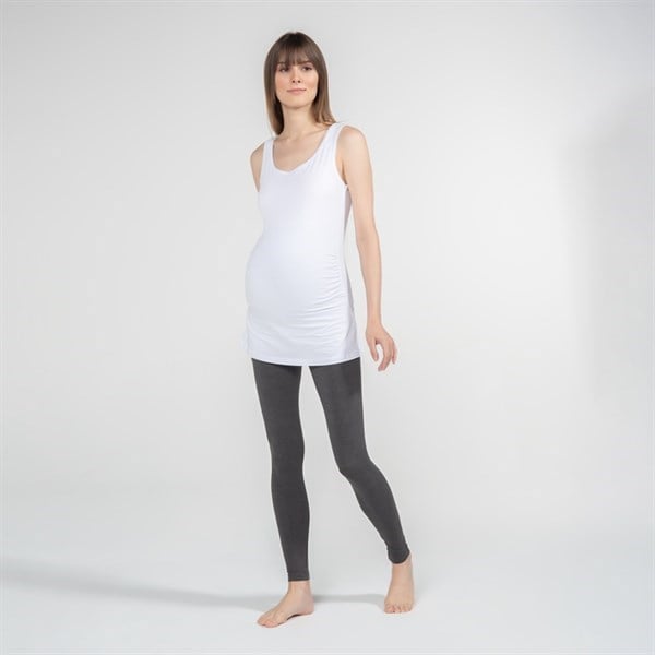 Hamile T-Shirt Atlet Yaka Alda Beyaz